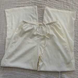Forever 21 Ivory Textured Drawstring Pants